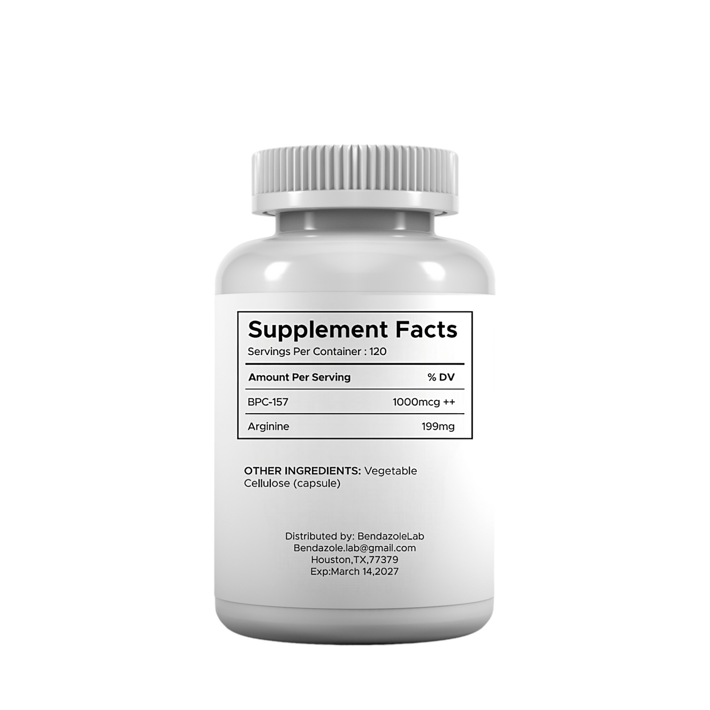 Bendazole Lab BPC-157 1000 MCG Capsules - Batch Expires: Nov 9, 2025